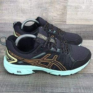 ASICS Gel-Venture 7 Running Shoes Womens Size 7 Black Green